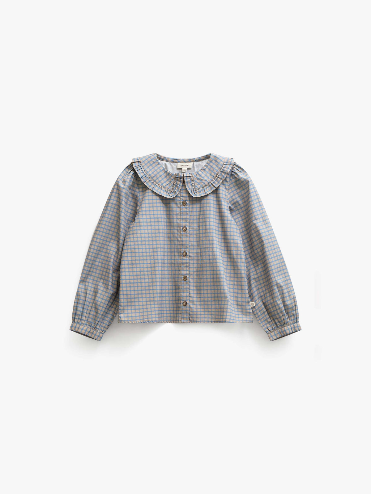 Popelinebluse mit Rüschenkragen Tween - Blue Check | 101452 Julia