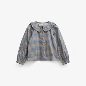 Frill Collar Poplin Blouse - Tween - Blue Check | 101452 Julia