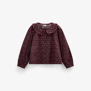 Frill Collar Poplin Blouse - Tween - Bordeaux Flowerprint | 101454 Julia