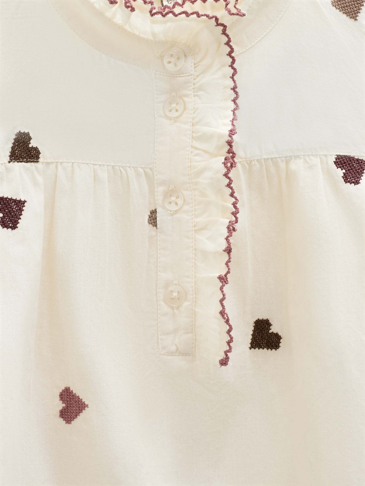 Baumwollbluse mit Herzstickerei Kids - Rose/Bordeaux | 101457 Elina