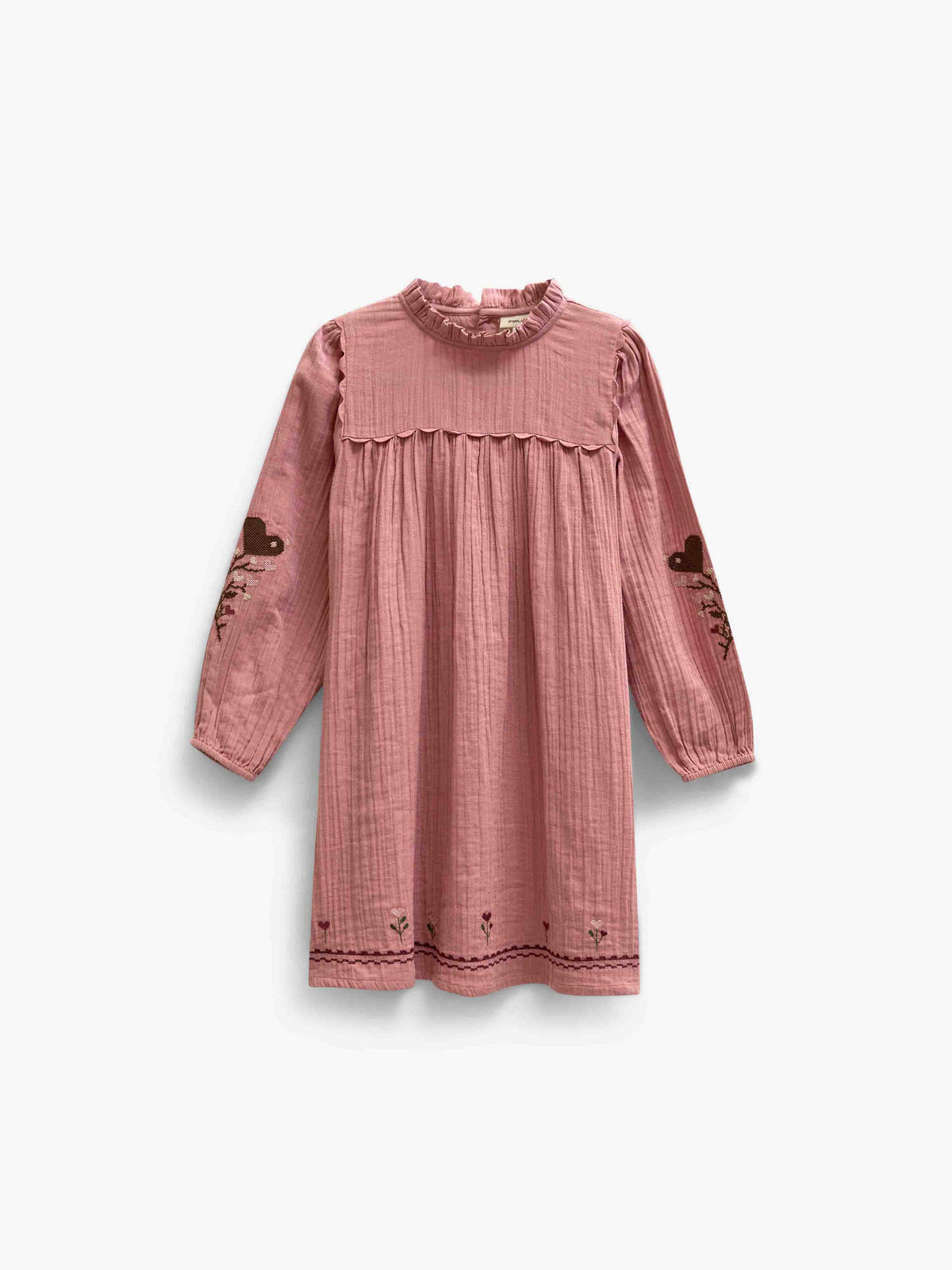 Musselinkleid mit Kreuzstichstickerei Kids - Dusty Rose | 101465 Laureen