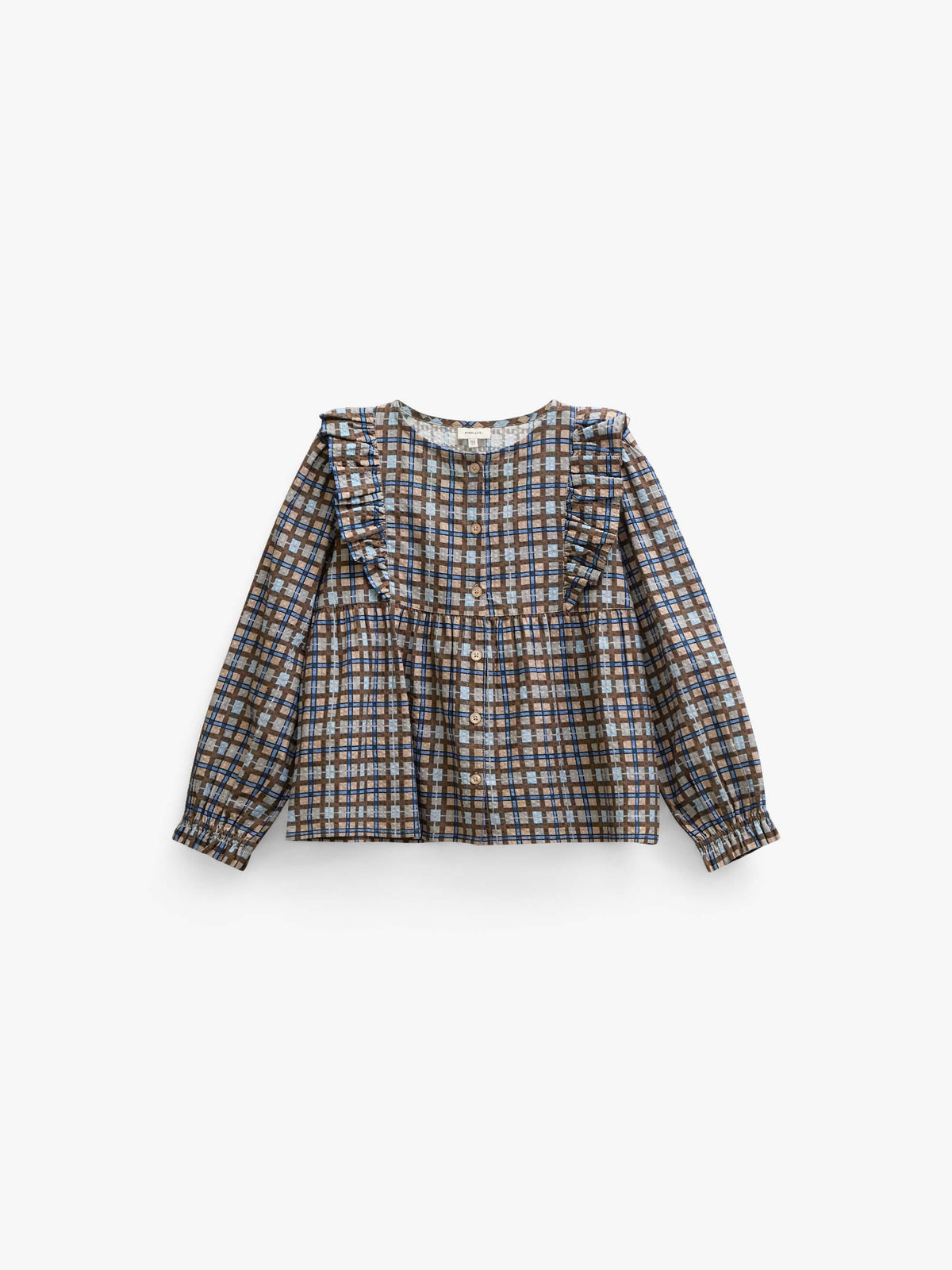 Karierte Baumwollbluse mit Rüschen Tween - Blue | 101496 Penny
