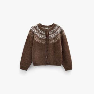 Jacquard-Strickjacke Kids - Brown | 101523 Daniella