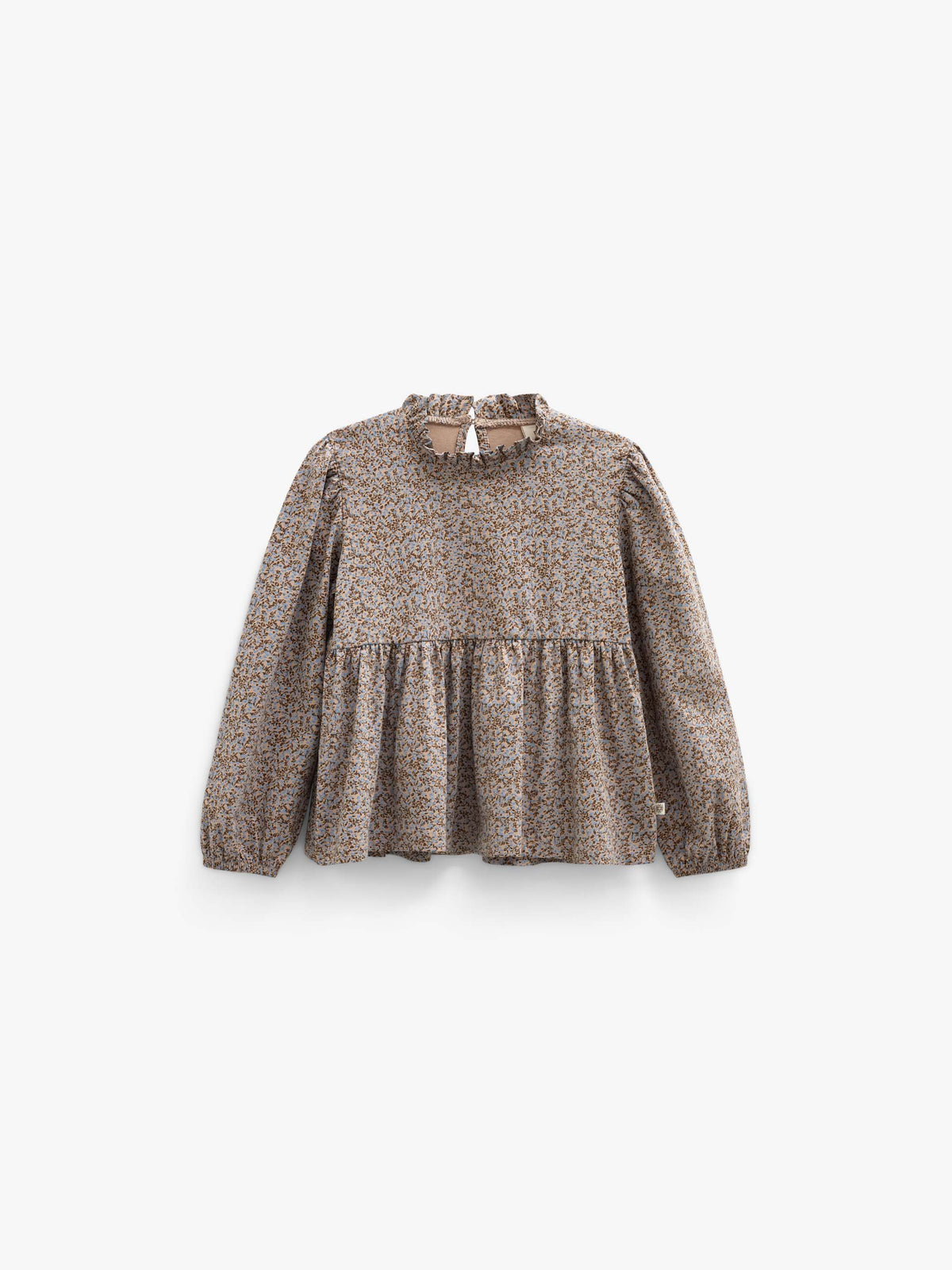 Kleingeblümte Jerseybluse mit Schößchen Kids - Blue/Brown | 101541 Heidi