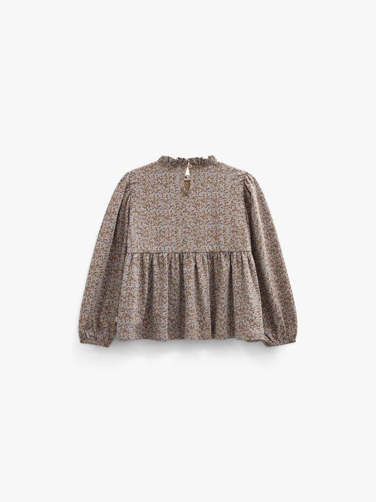 Kleingeblümte Jerseybluse mit Schößchen Kids - Blue/Brown | 101541 Heidi