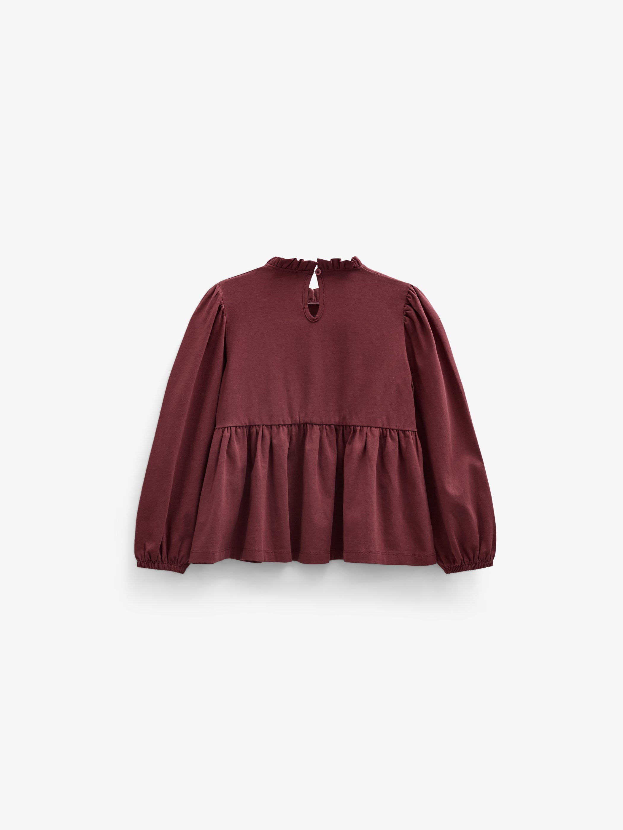 Solid Peplum Jersey Blouse - Kids - Bordeaux | 101547 Heidi