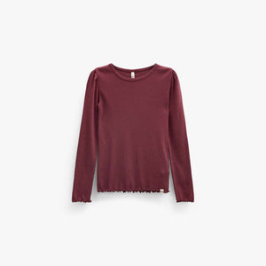 Geripptes Langarmshirt aus Modal-Mix Tween - Bordeaux | 101562 Lottie