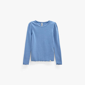 Geripptes Langarmshirt aus Modal-Mix Tween - Dusty Blue | 101564 Lottie