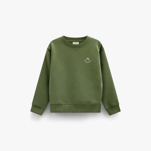 Rundhals-Sweatshirt mit Smiley-Stickerei Kids - Moss Green | 101575 Andrew