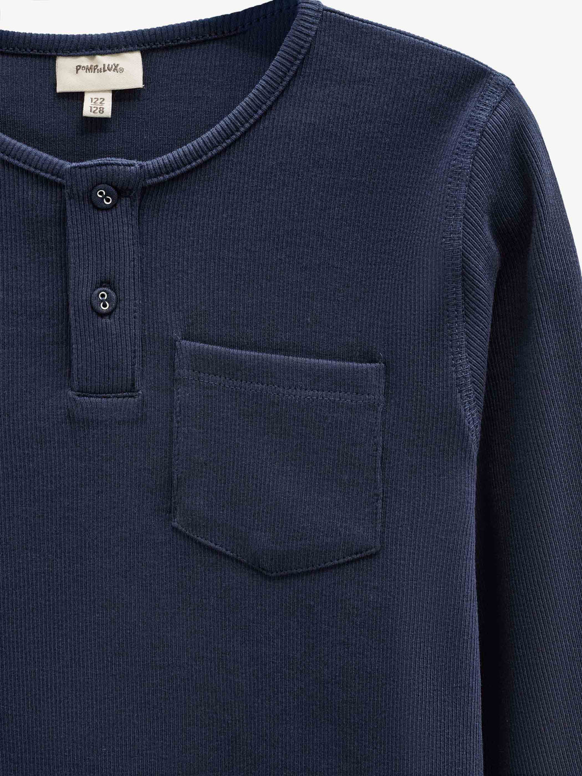 Geripptes Langarmshirt mit Knopfleiste Kids - Navy | 101591 Conrad