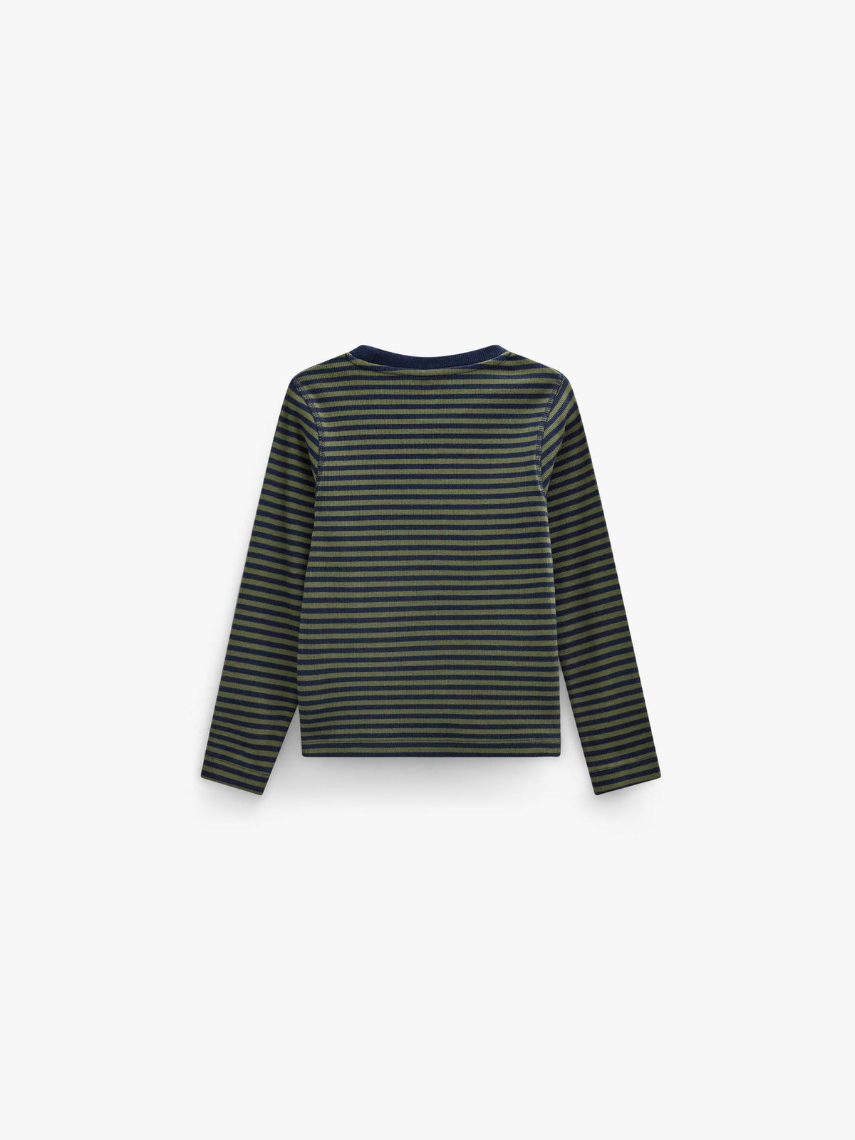 Geripptes Langarmshirt Kids - Moss Green/Navy Stripe | 101601 Conrad