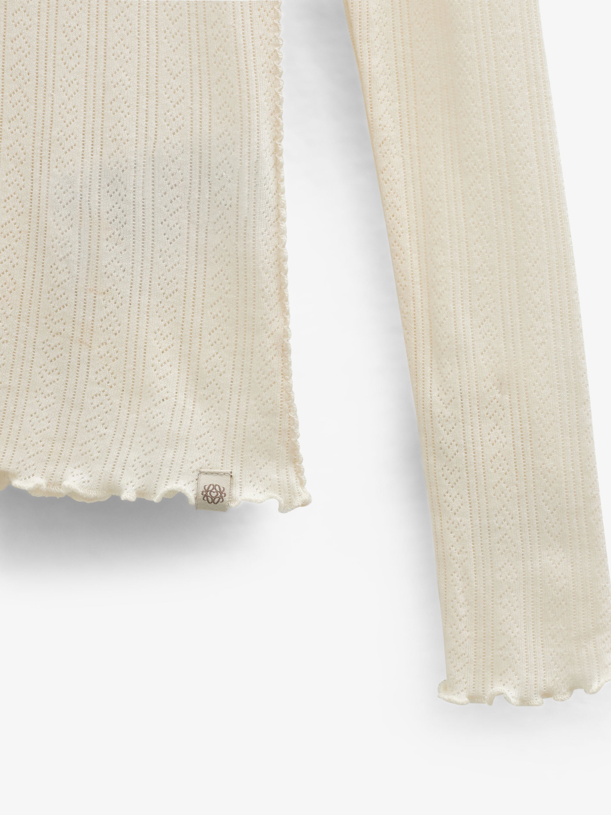 Long-Sleeve Cotton-Modal Pointelle T-Shirt - Kids - Offwhite | 101608 Ruby