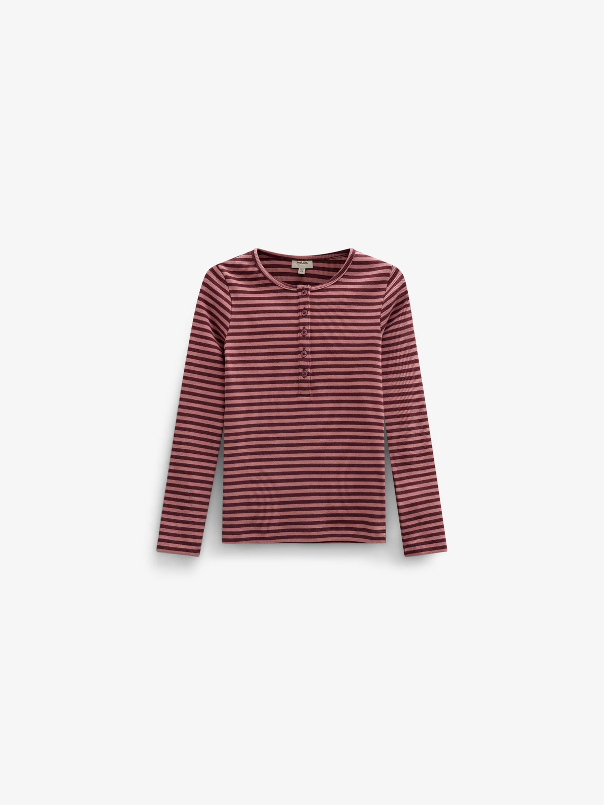 Striped Rib Long-Sleeve T-Shirt - Tween - Dusty Rose/Bordeaux | 101617 Gloria