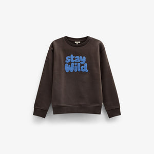 Front Print Crew Neck Sweatshirt - Tween - Dark Brown | 101623 Joel