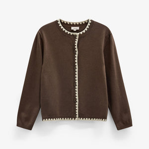 Contrast Stitch Cardigan - Tween - Brown/Offwhite | 101633 Lia