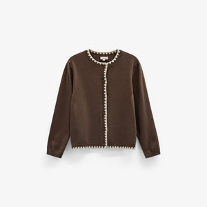 Strickjacke mit Kontrastnähten Tween - Brown/Offwhite | 101633 Lia