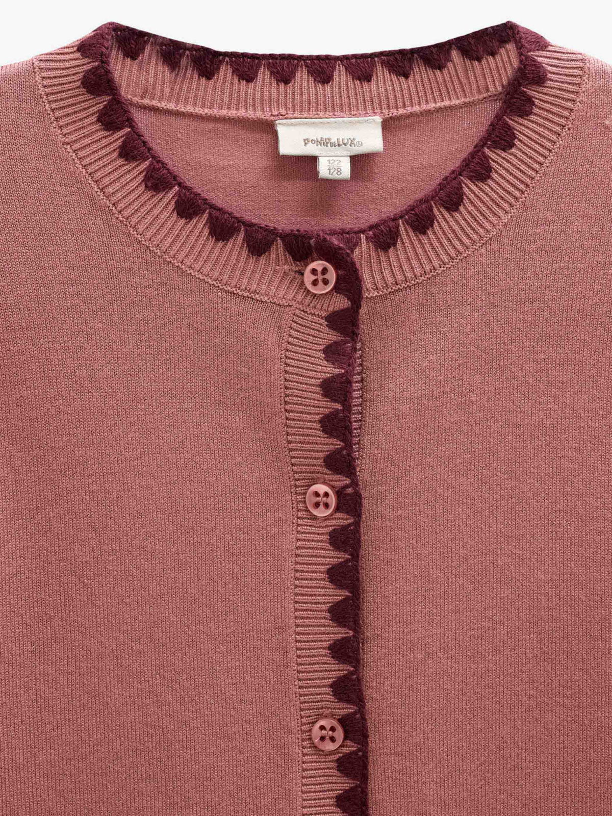 Strickjacke mit Kontrastnähten Tween - Dusty Rose/Bordeaux | 101635 Lia