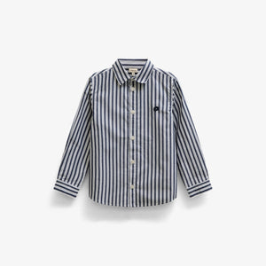 Striped Cotton Shirt - Kids - Navy Stripe | 101653 Milo