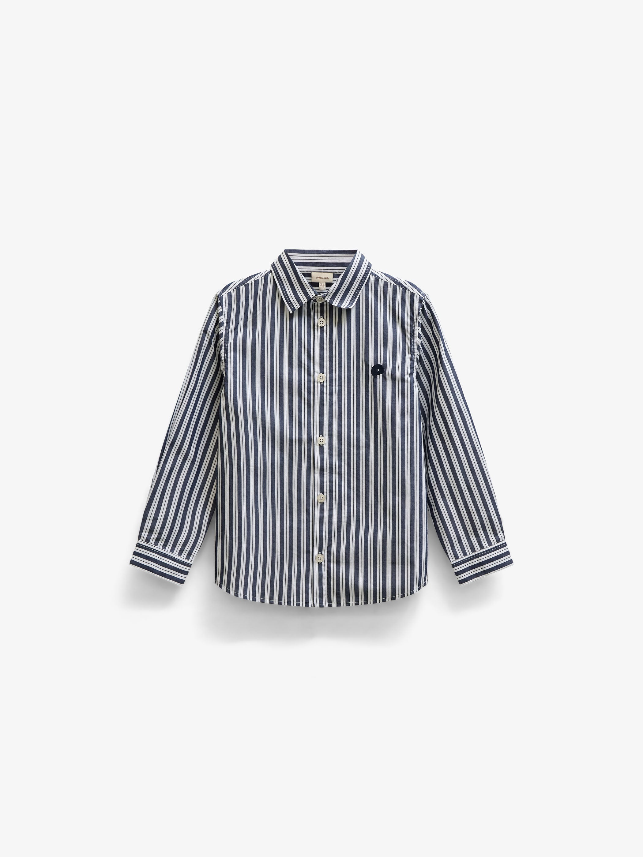 Striped Cotton Shirt - Kids - Navy Stripe | 101653 Milo