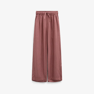 Dotted Wide-Leg Viscose Trousers - Tween - Dusty Rose/Bordeaux | 101659 Feline