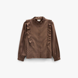 Gepunktete Viskosebluse mit Rüschen Tween - Brown/Offwhite | 101662 Feline