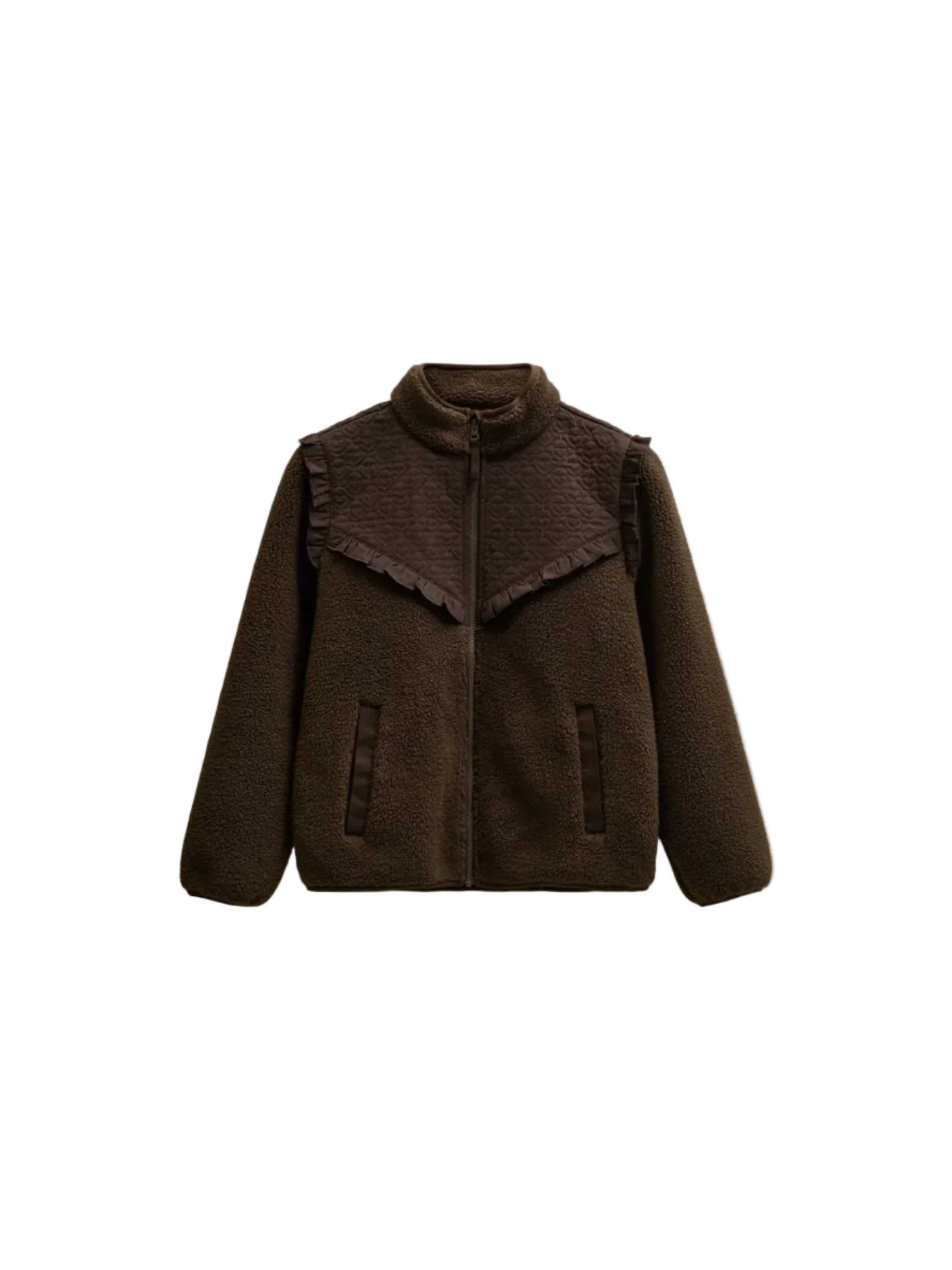 Quilted Yoke Teddy Jacket - Kids - Dark Brown | 101683 Hailey