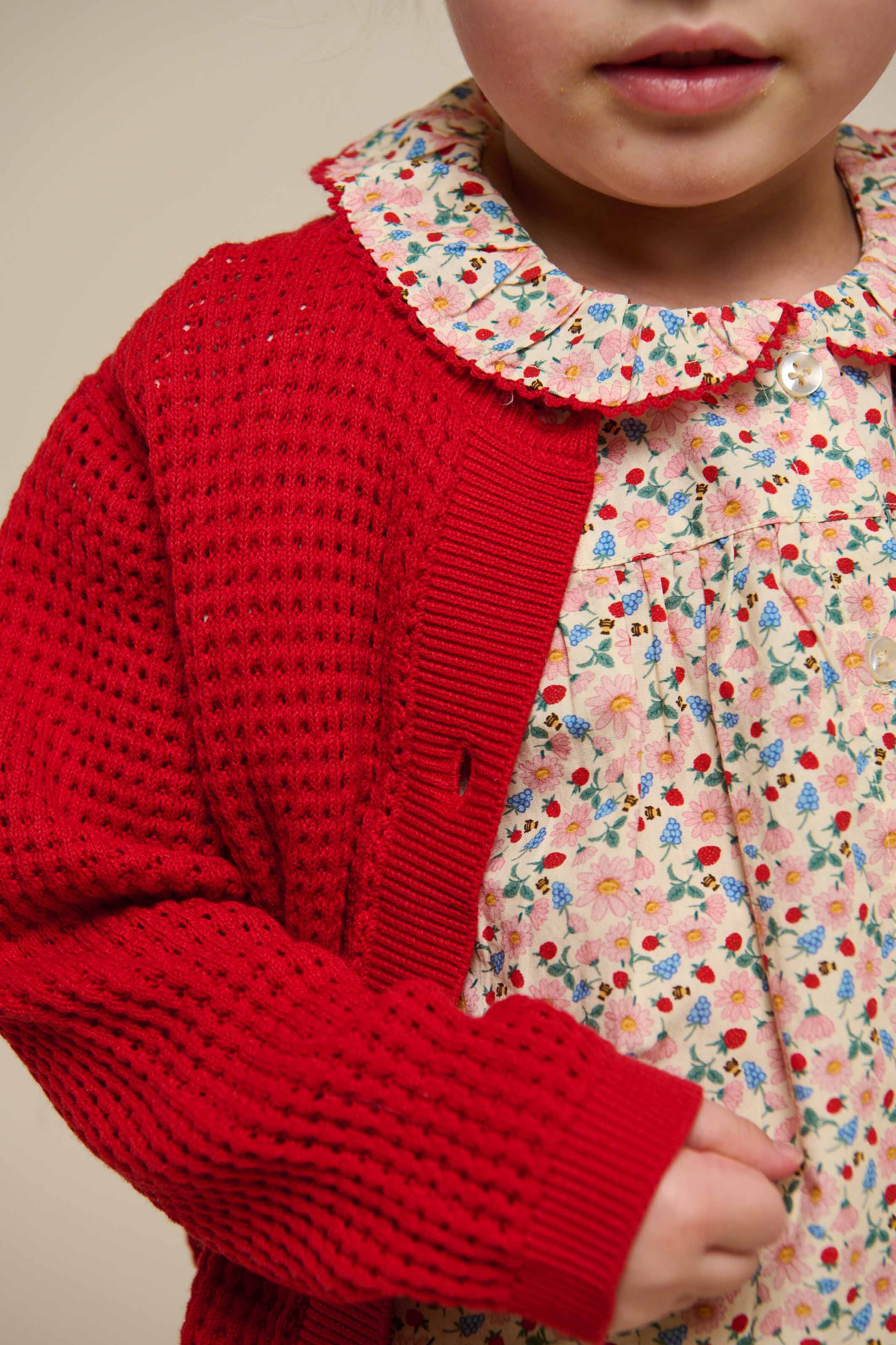 Baumwoll-Strickjacke - Kids - Cherry Red | 101269 Katie