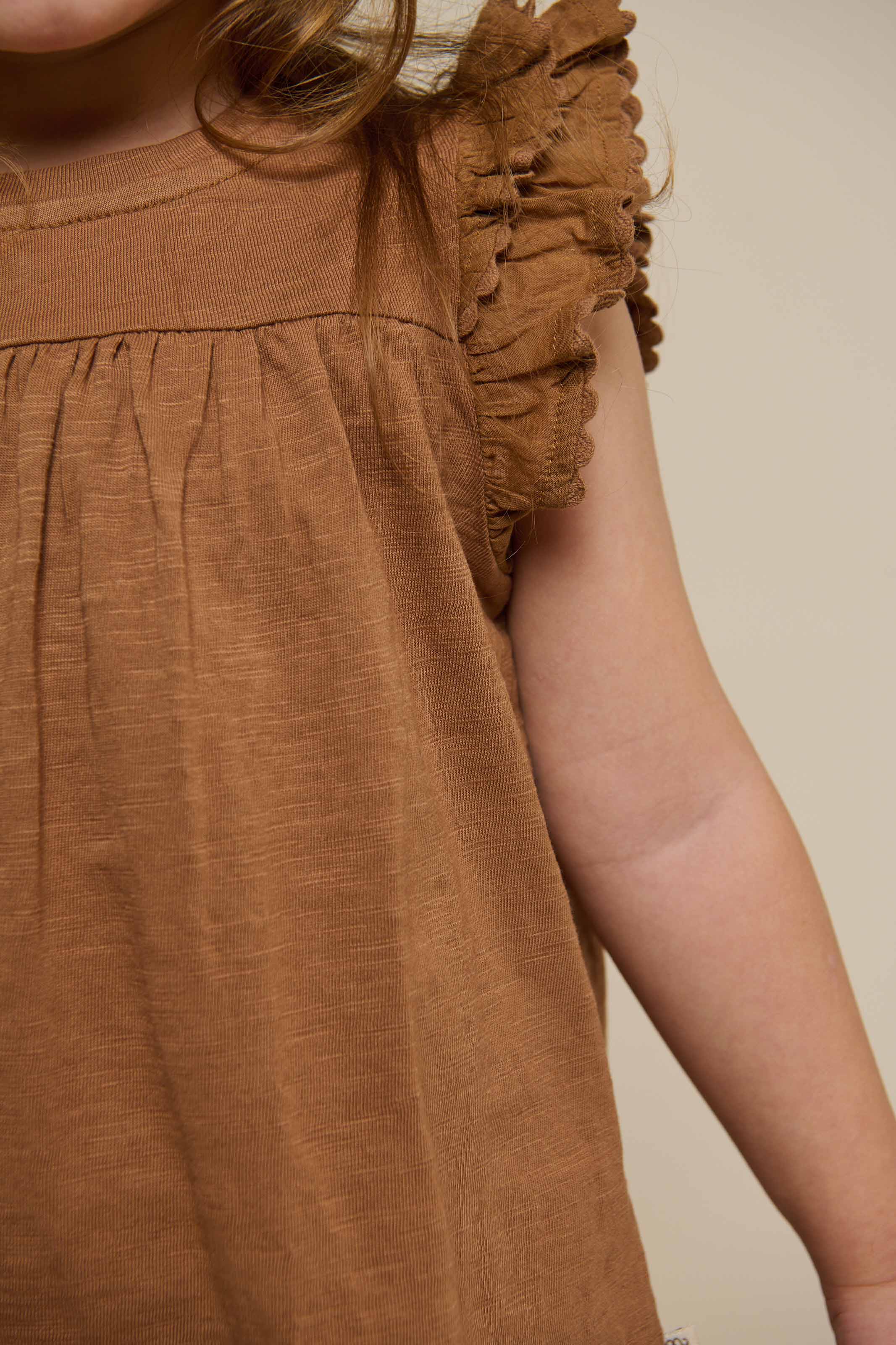 Jerseybluse mit Zick Zack Rüsche - Kids - Coconut | 101041 Gabriella