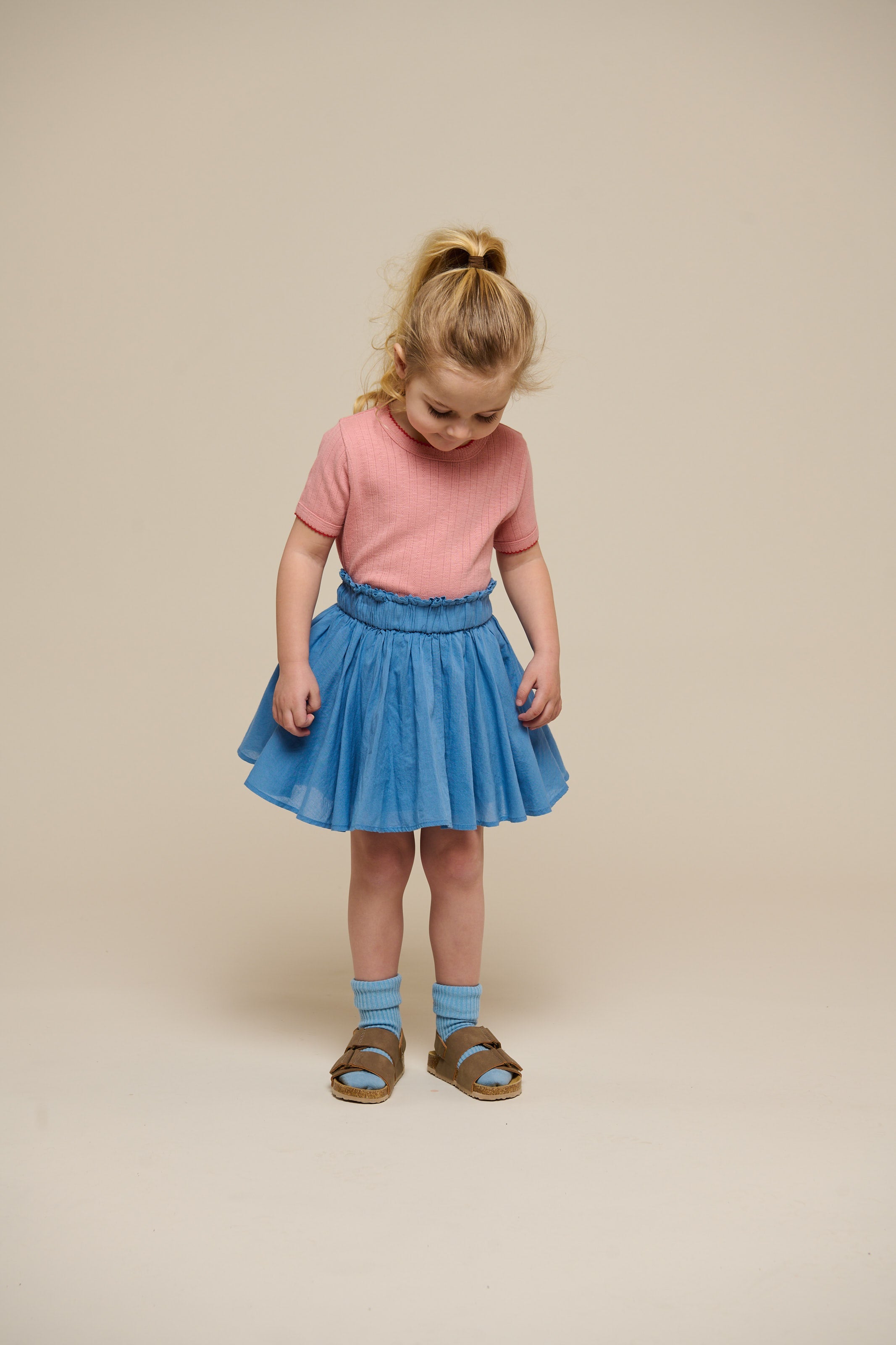 Baumwollrock mit Zick Zack Rüsche - Kids - Dusty Blue | 101039 Alma