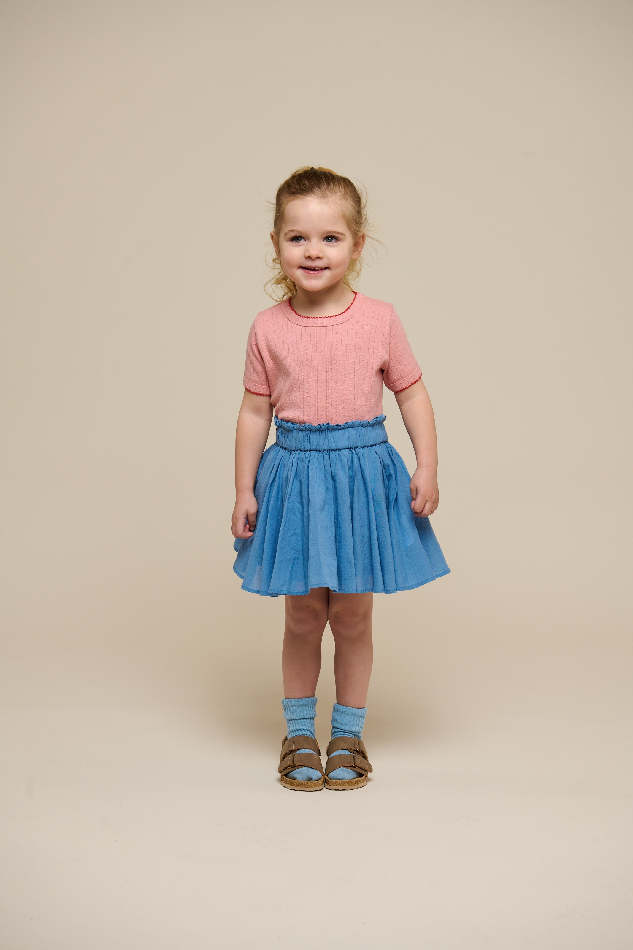 Pointelle T-Shirt mit Kontrast-Picot - Kids - Rose Tan | 101287 Drew