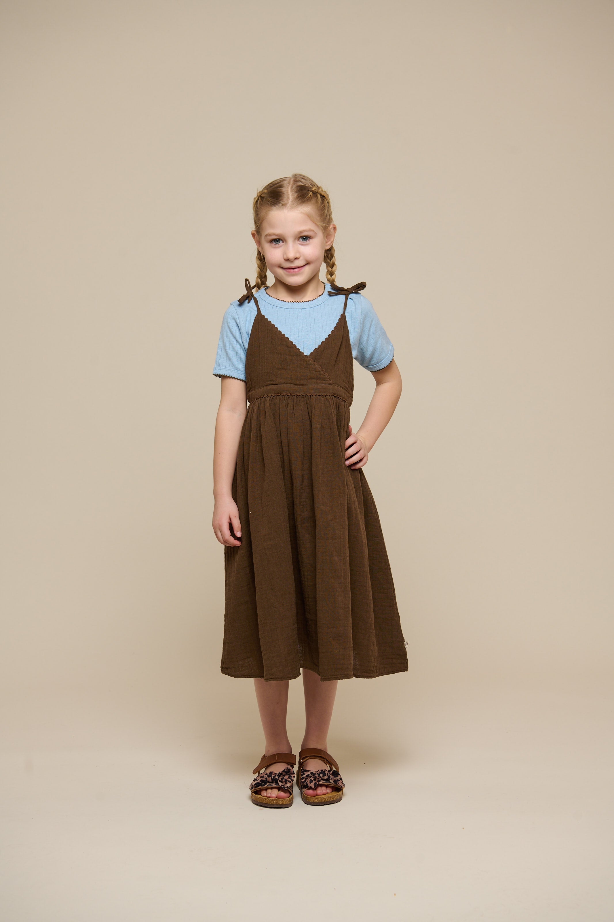 Gaze-Trägerkleid - Tween - Dark Brown | 100910 Jasmine