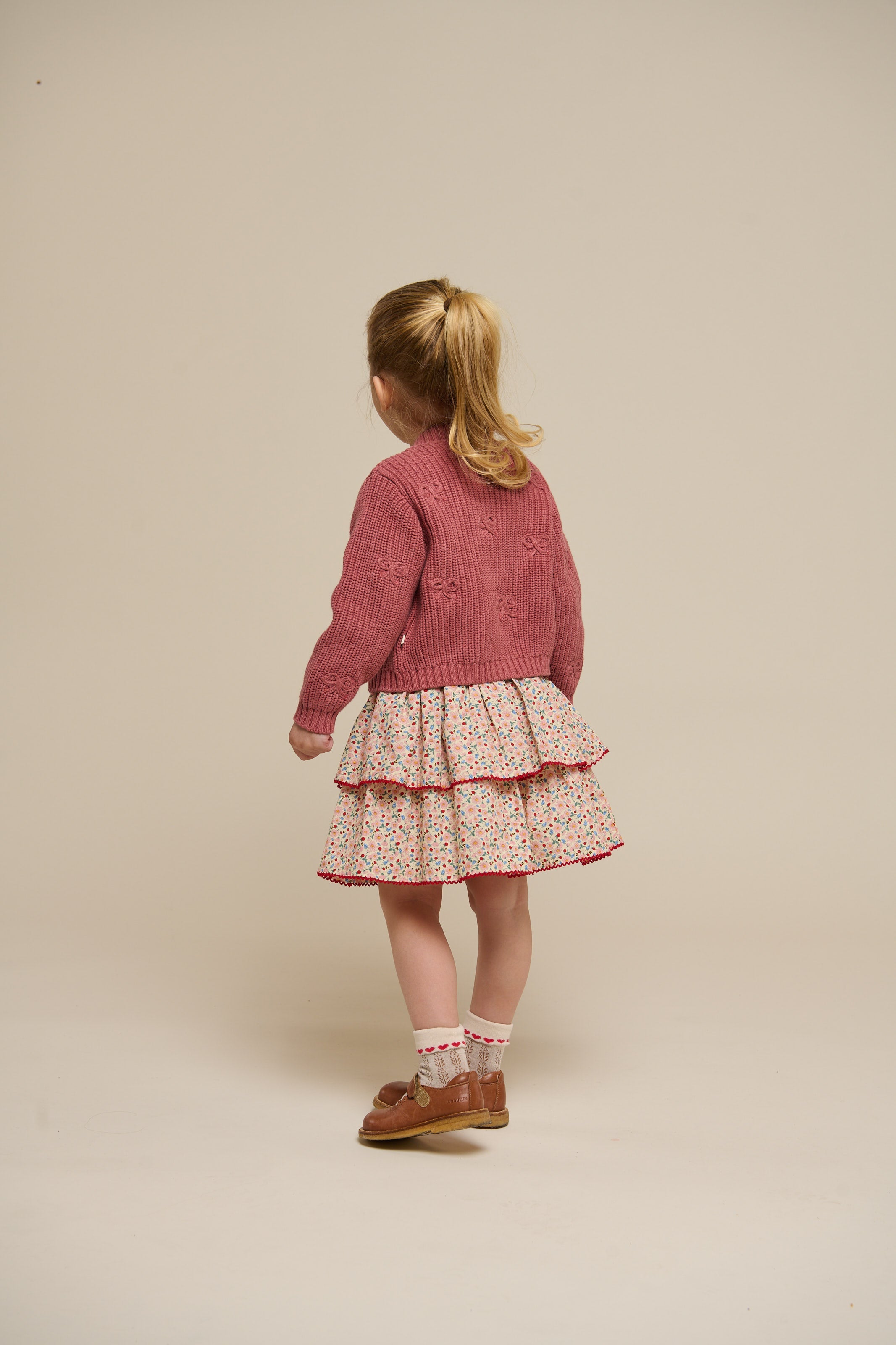 Poplin-Rock mit Blumenmuster und Rüsche - Kids - Rose | 100952 Poppy