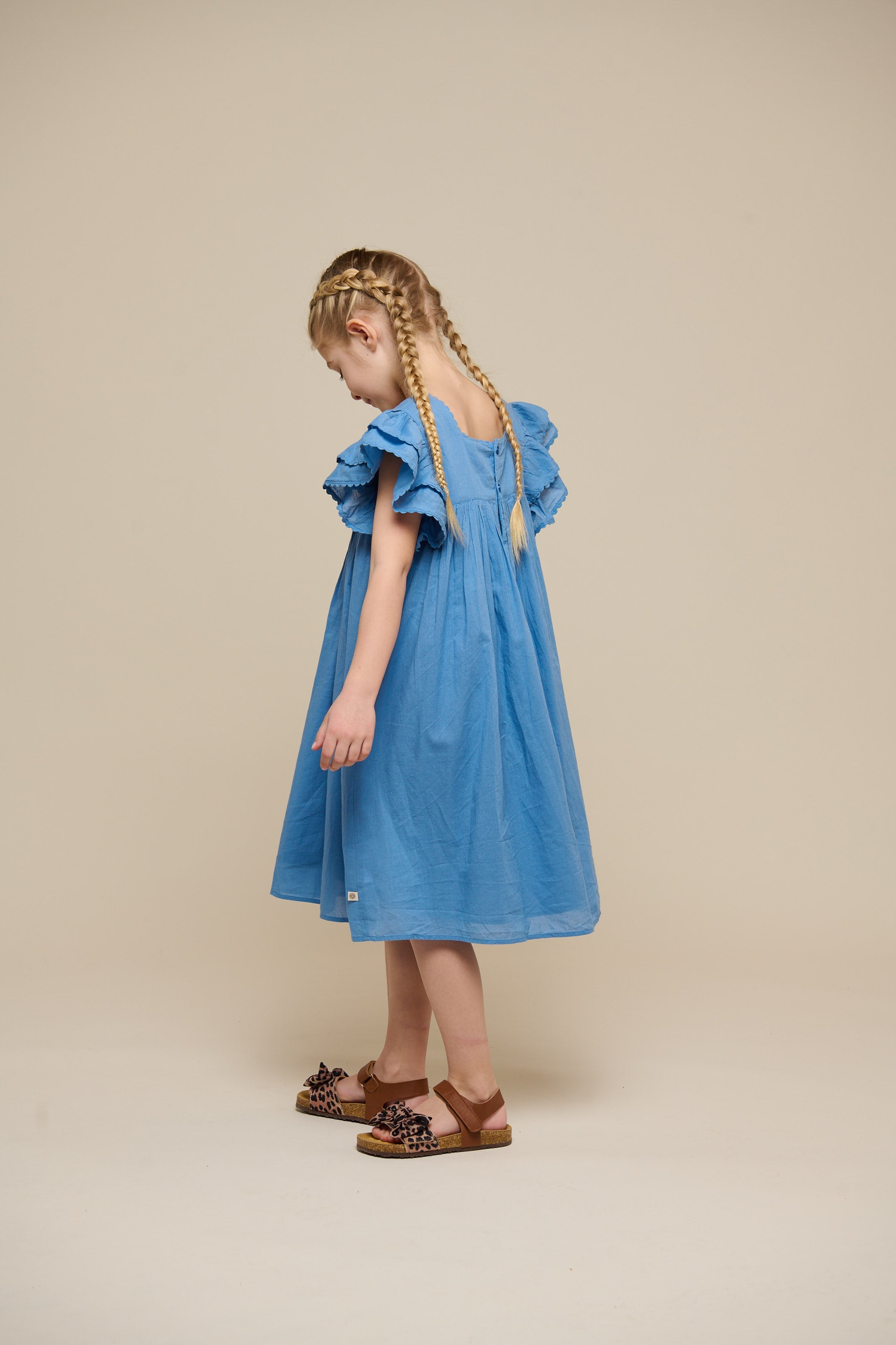 Baumwollkleid mit Zick Zack Rüsche - Tween - Dusty Blue | 101067 Alma