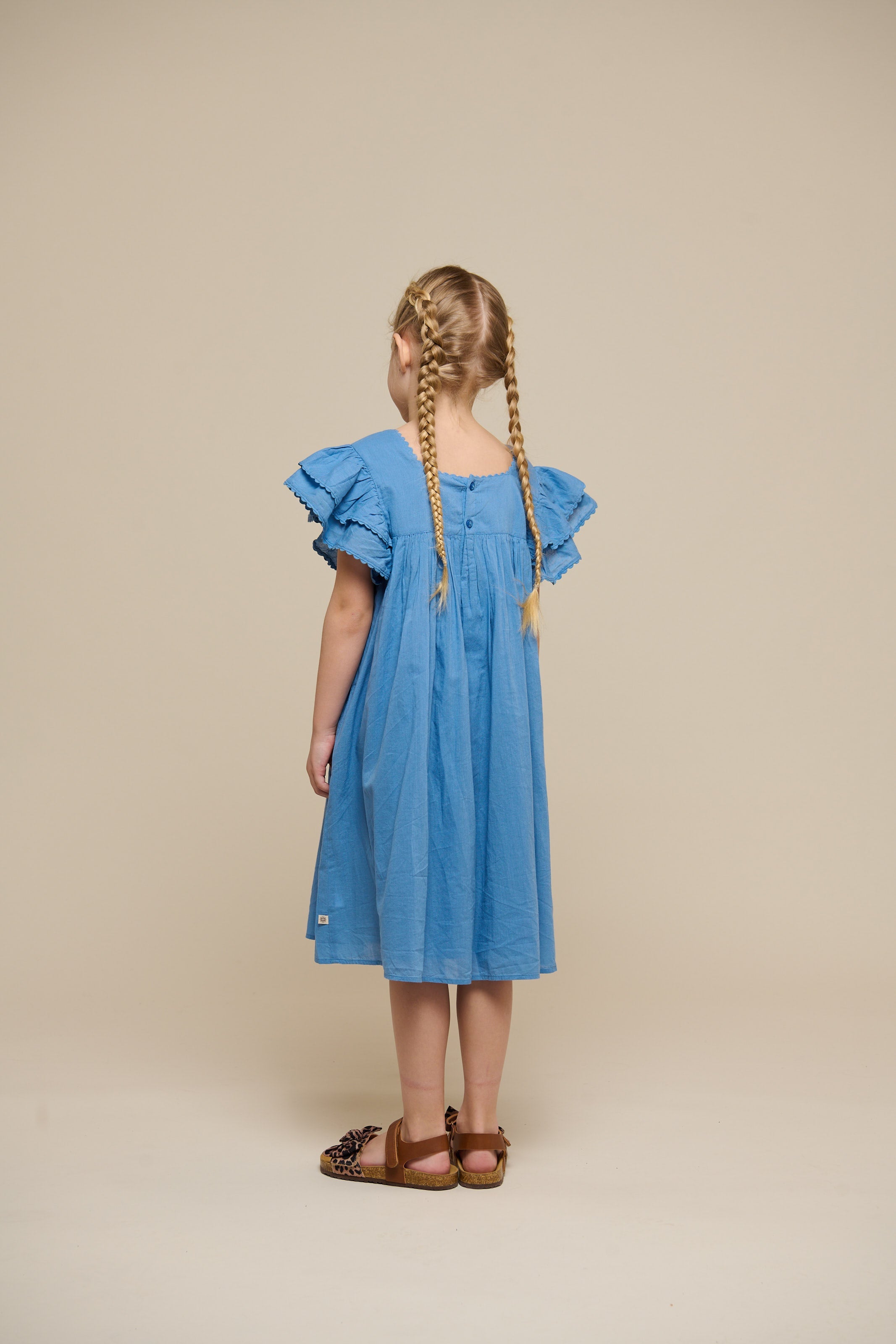 Baumwollkleid mit Zick Zack Rüsche - Tween - Dusty Blue | 101067 Alma