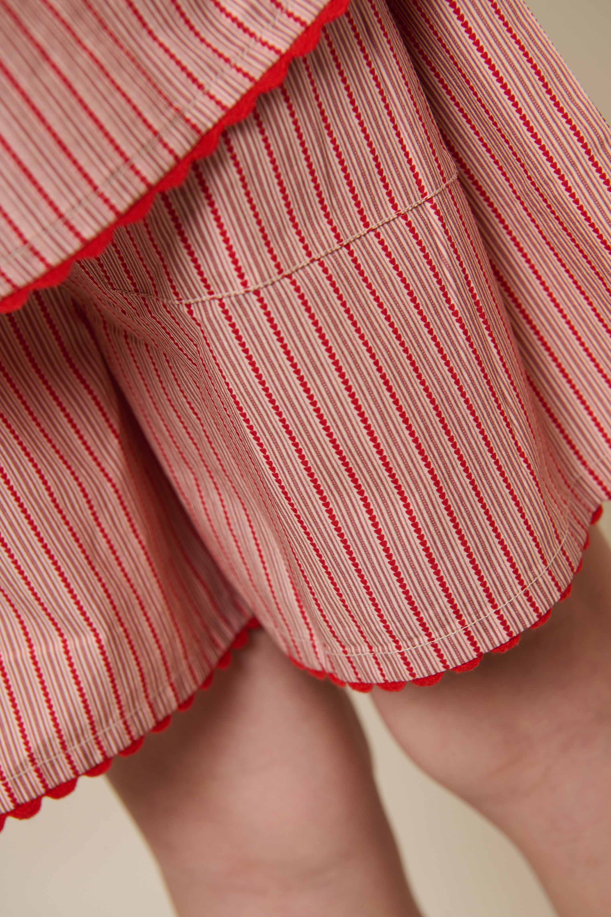Gestreiftes Poplinhemd und Shorts Set - Tween - Old Rose/Cherry Red | 100947 Olivia