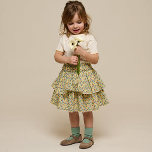 Poplin-Rock mit Blumenmuster und Rüsche - Kids - Green | 100954 Poppy