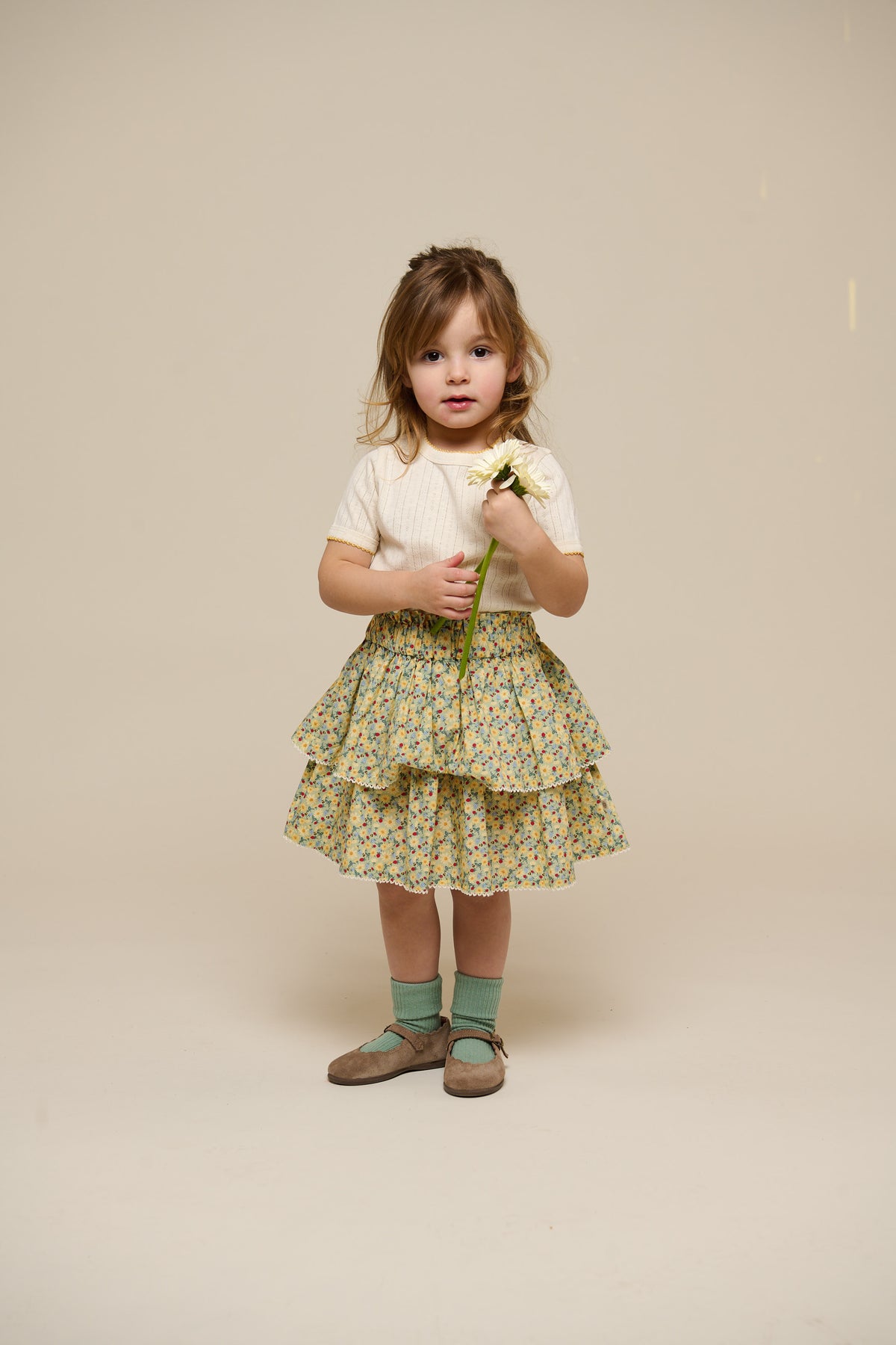 Pointelle T-Shirt mit Kontrast-Picot - Kids - Off White | 101289 Drew