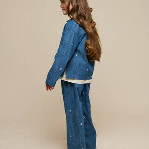 Bestickte Leichte Denim-Hose - Tween - Blue Denim | 101081 Isabella