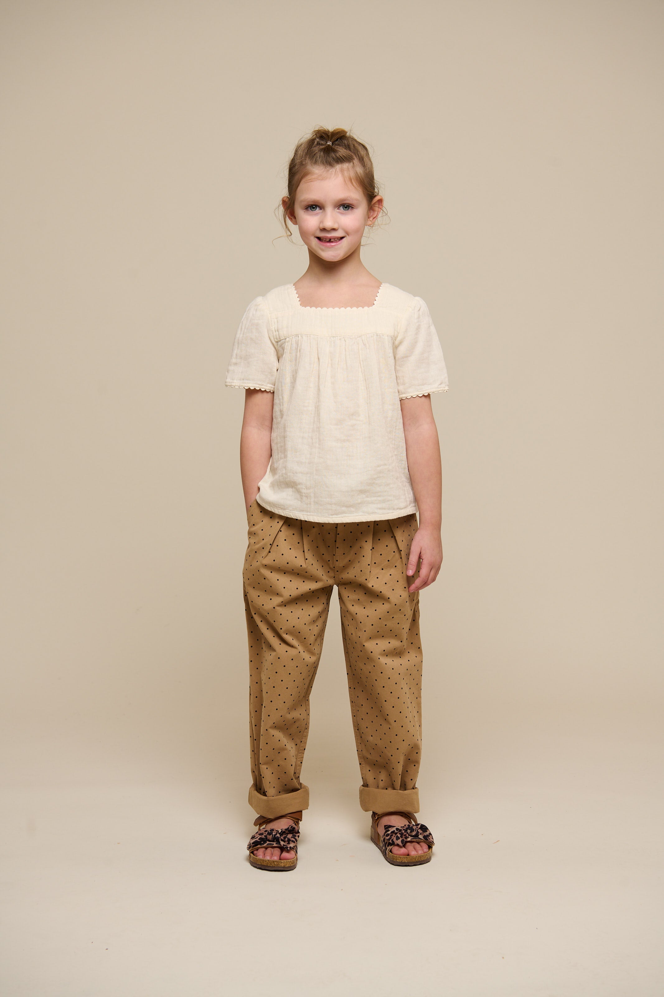 Twill-Hose mit Punkten - Tween - Beige | 100615 Iris