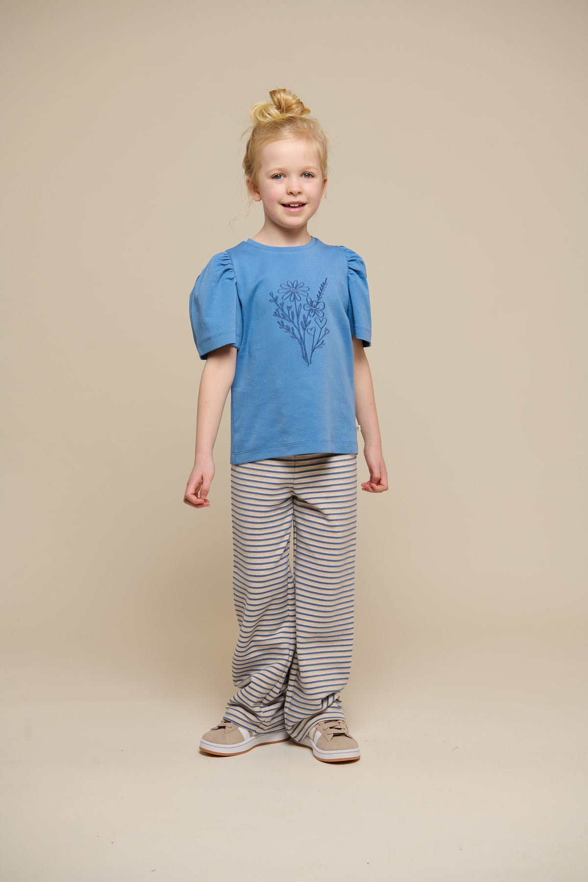 Gestreifte Jersey-Hose mit weitem Bein - Tween - Blue | 100998 Emmie