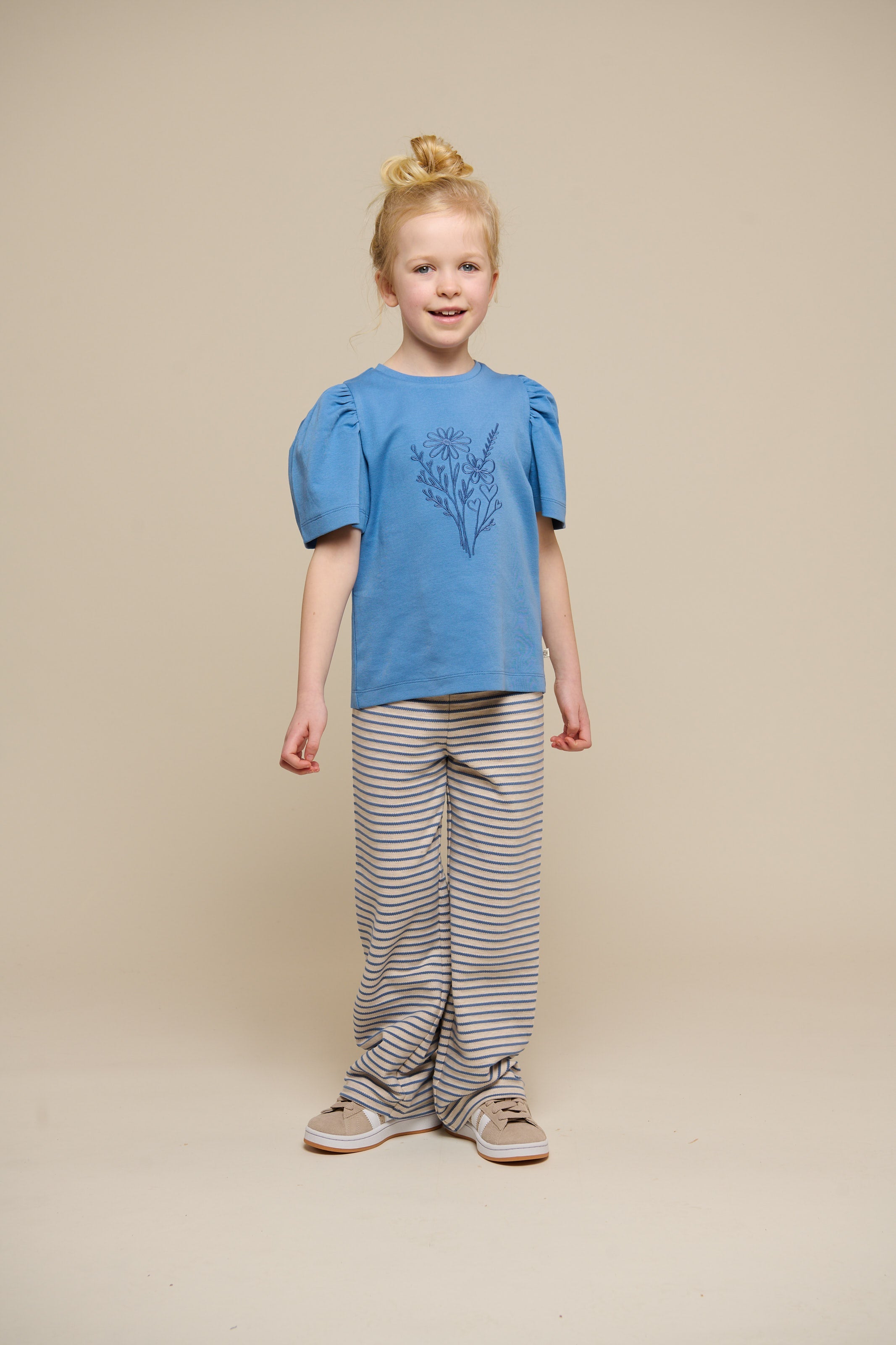 Gestreifte Jersey-Hose mit weitem Bein - Tween - Blue | 100998 Emmie