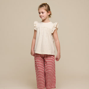 Jerseybluse mit Zick Zack RΓΌsche - Tween - Offwhite | 101071 Gabriella