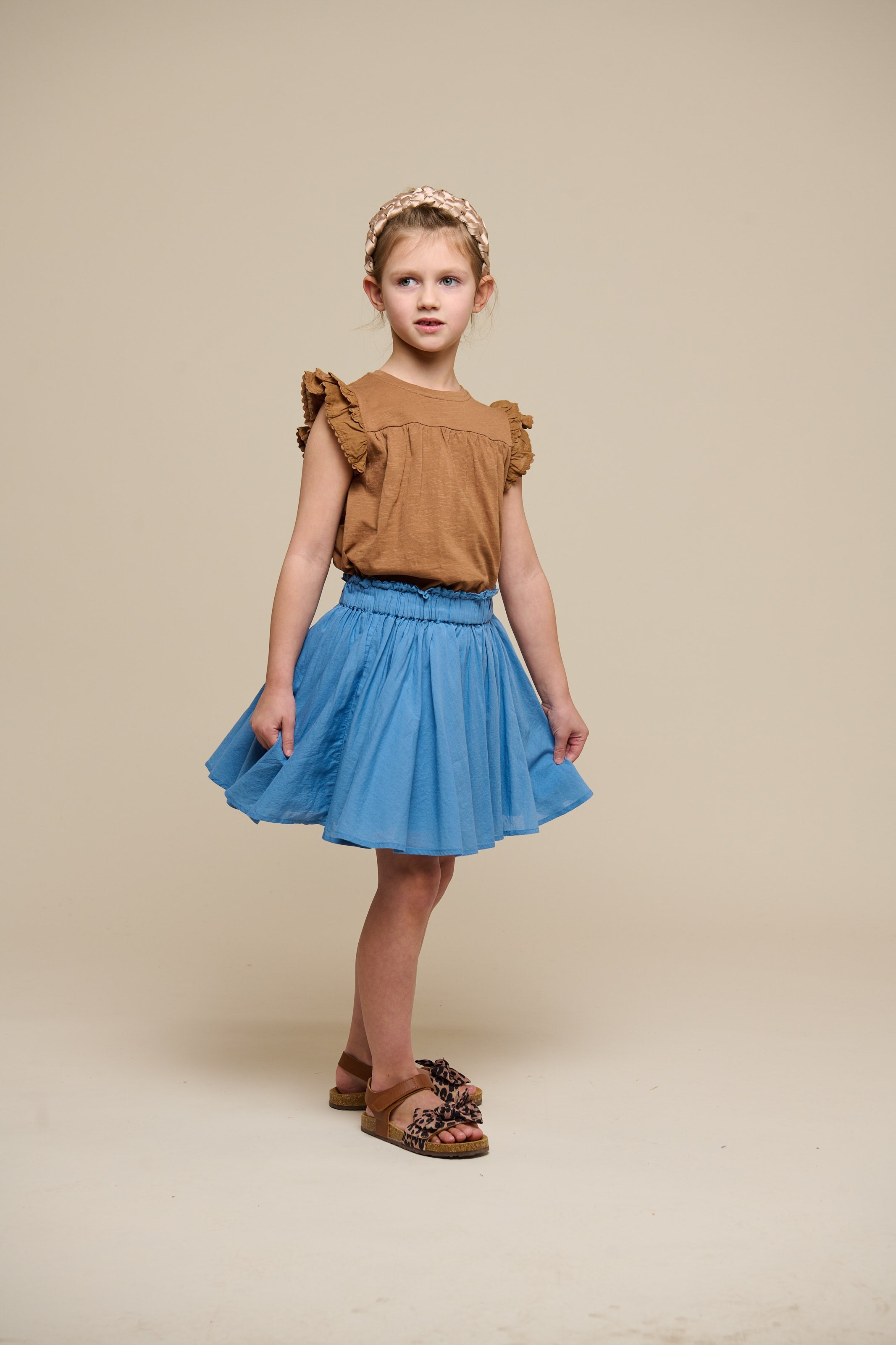 Baumwollrock mit Zick Zack Rüsche - Tween - Dusty Blue | 101070 Alma