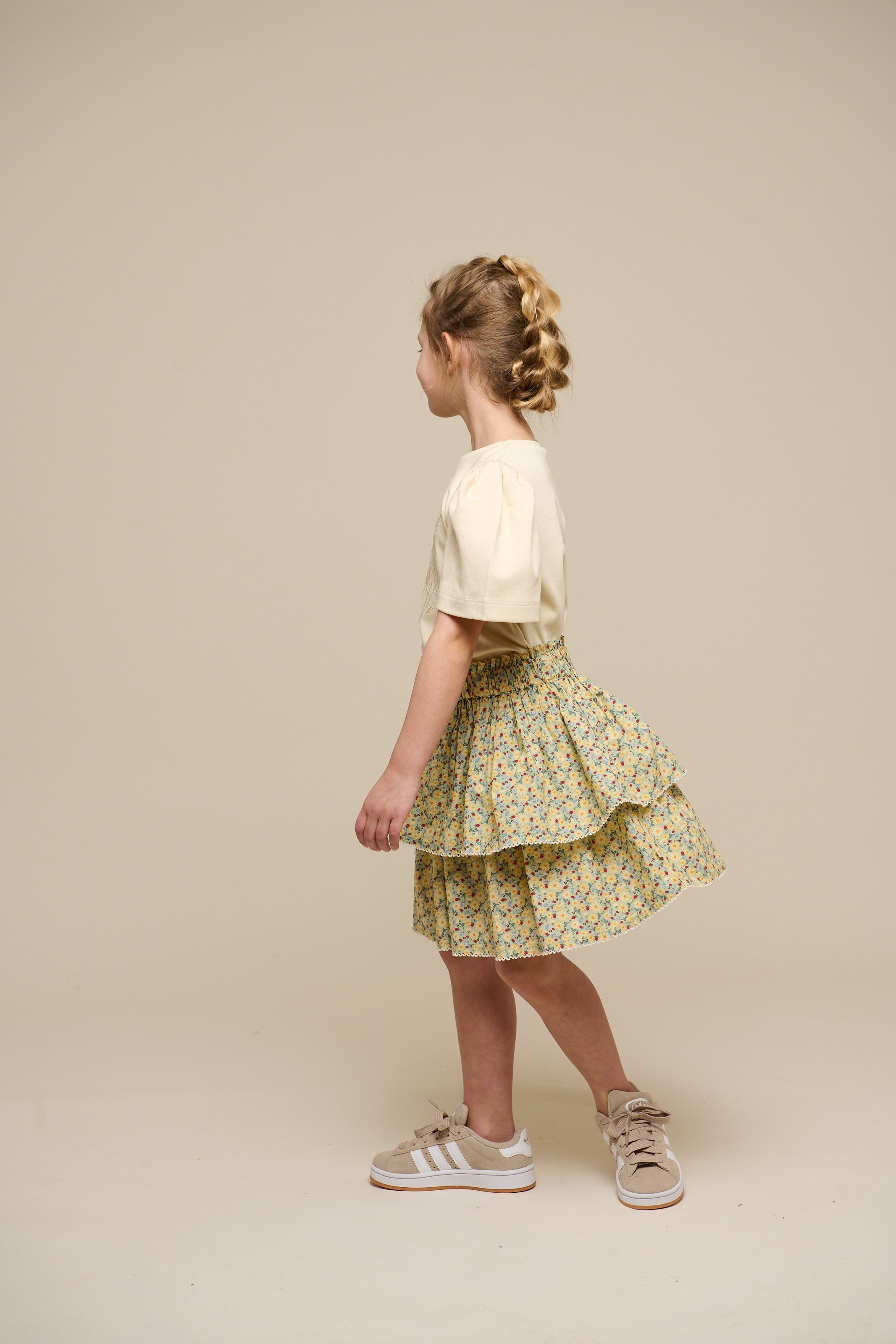 Poplin-Rock mit Blumenmuster und Rüsche - Tween - Green | 100955 Poppy