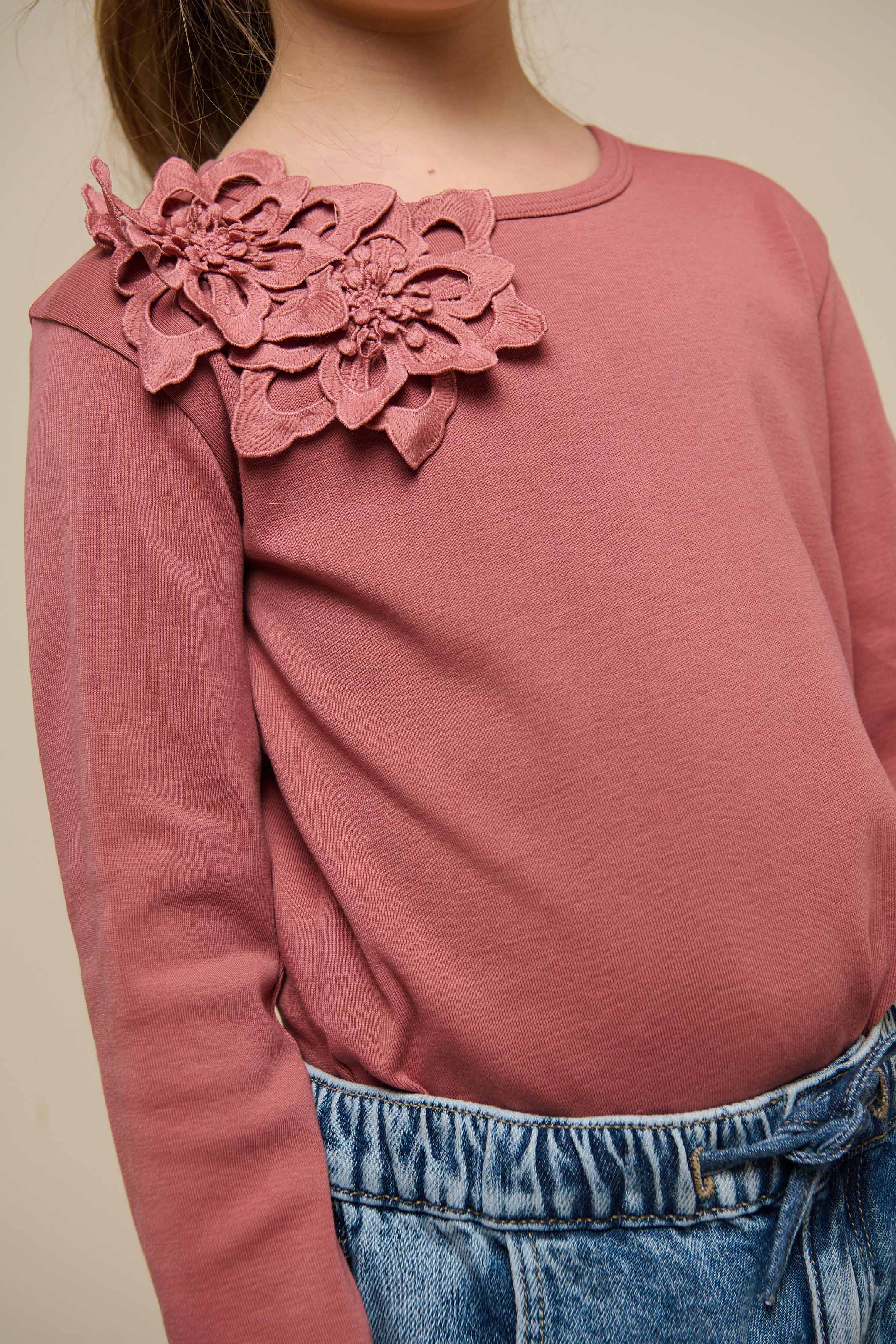 T-Shirt mit Blumenapplikation - Tween - Old Rose | 101234 Sarah