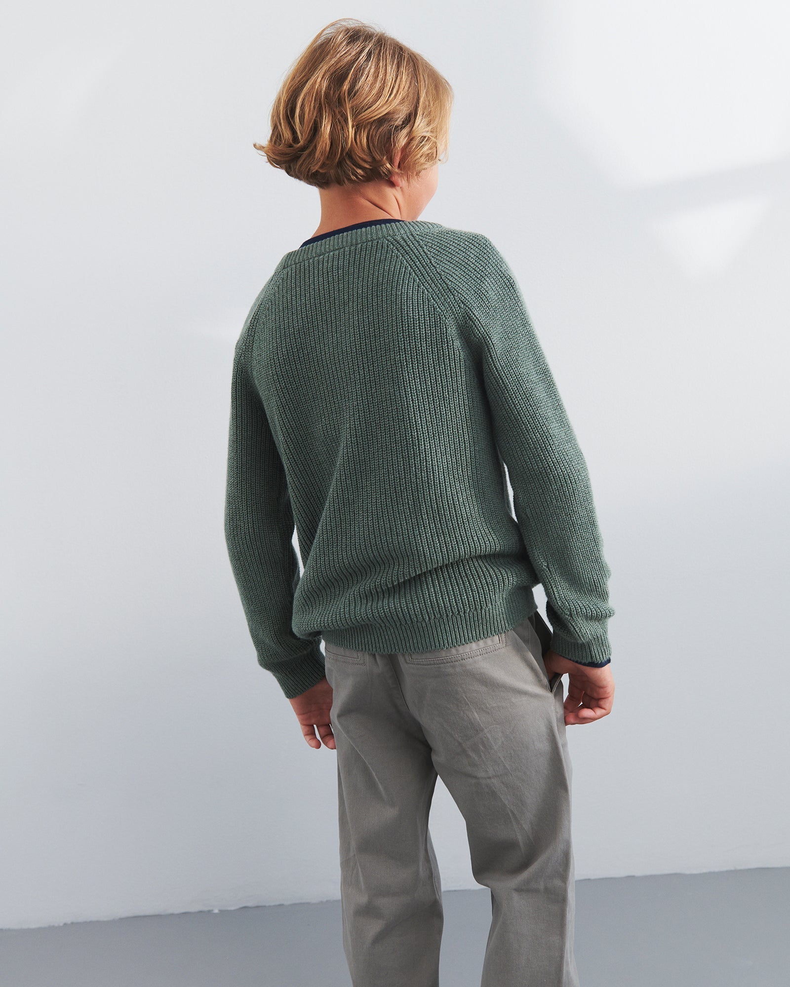 Baumwollstrickpullover - Tweens - Green Melange