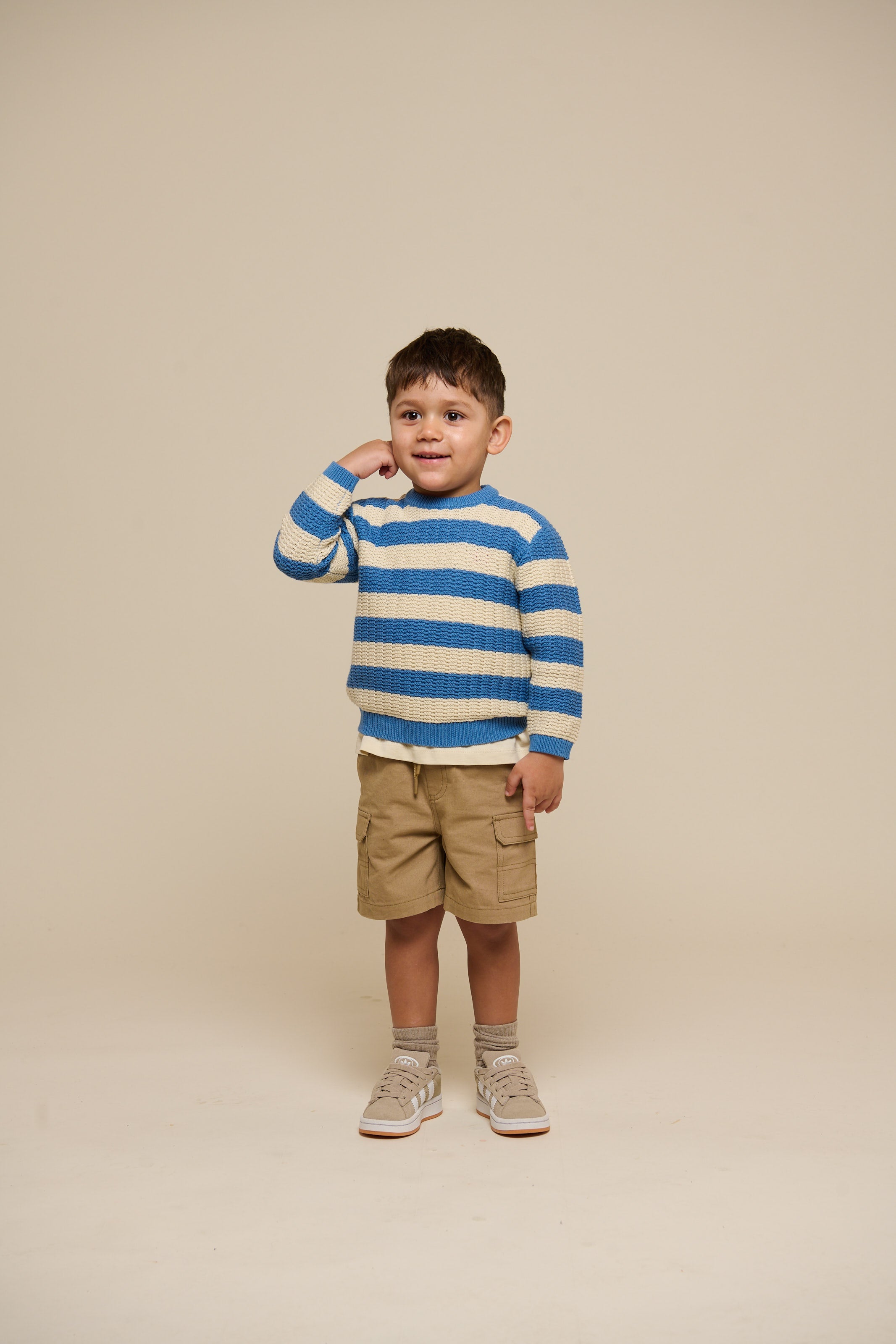 Gestreifter Strick - Kids - Dusty Blue / Offwhite | 101283 Brady