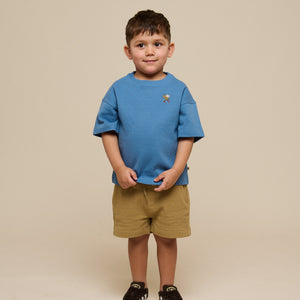 Waffel T-Shirt - Kids - Dusty Blue | 101150 Evan