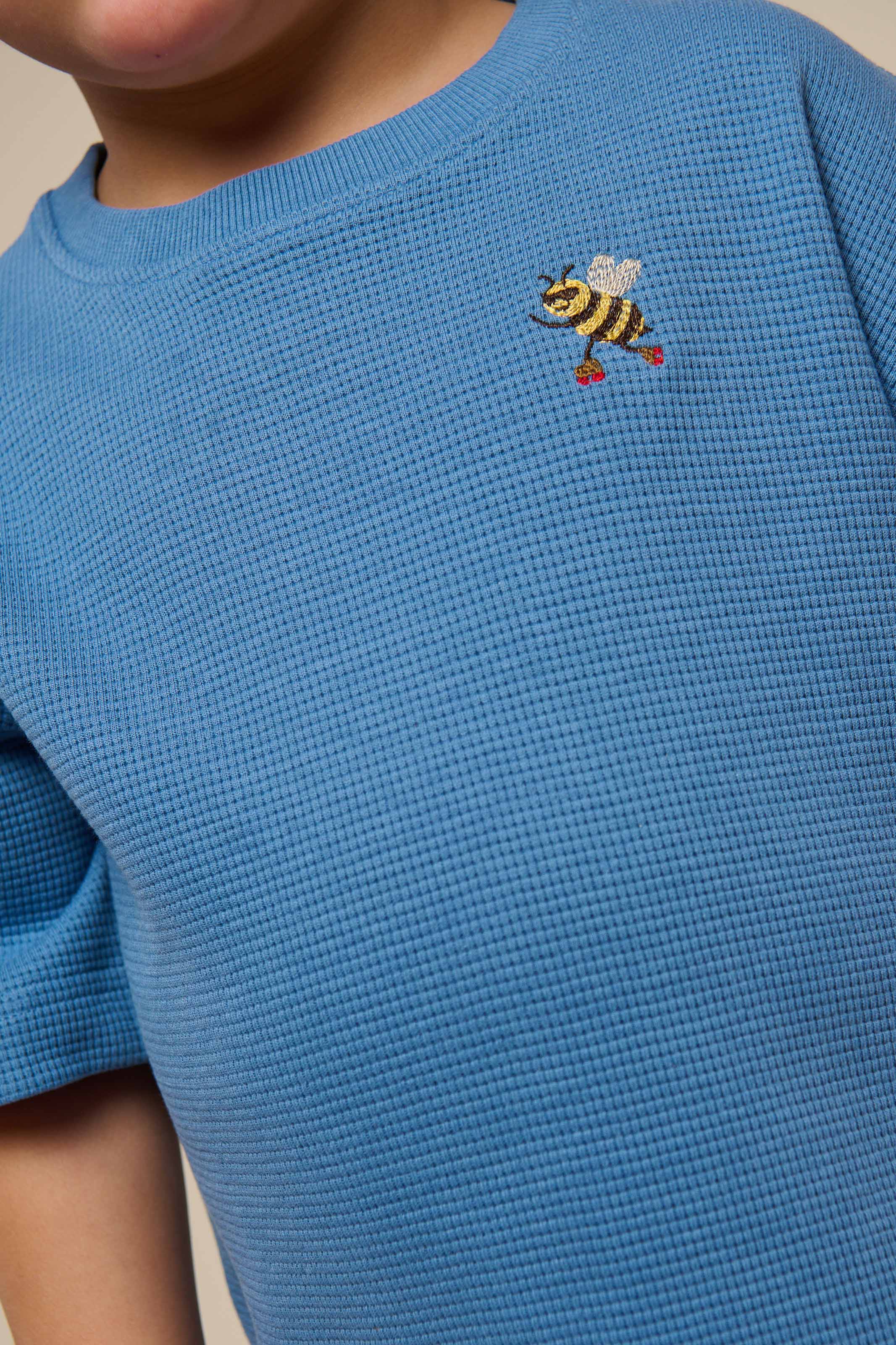 Waffel T-Shirt - Kids - Dusty Blue | 101150 Evan