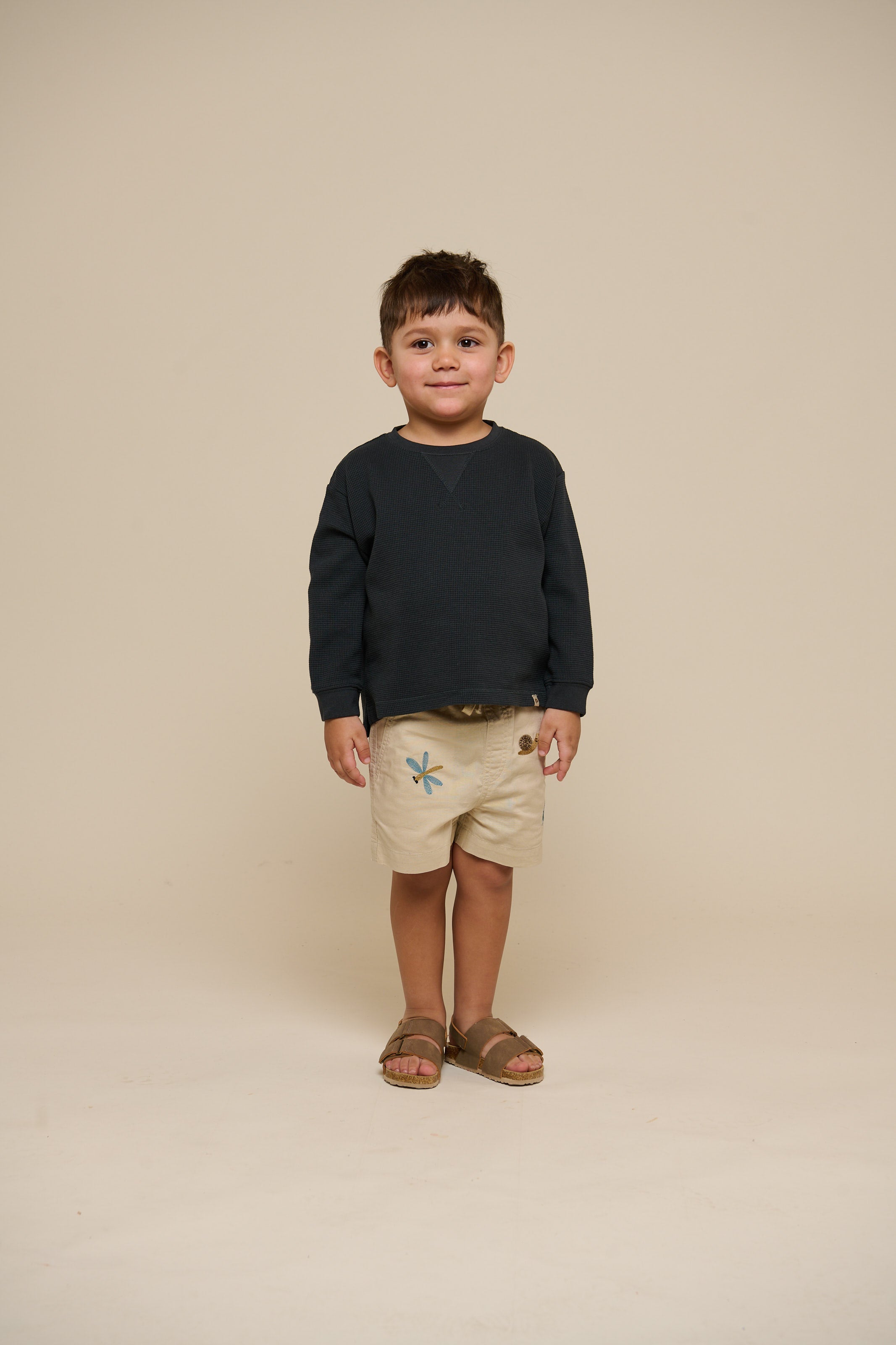 Texturiertes Langarm-T-Shirt - Kids - Forest Green | 100707 Malthe